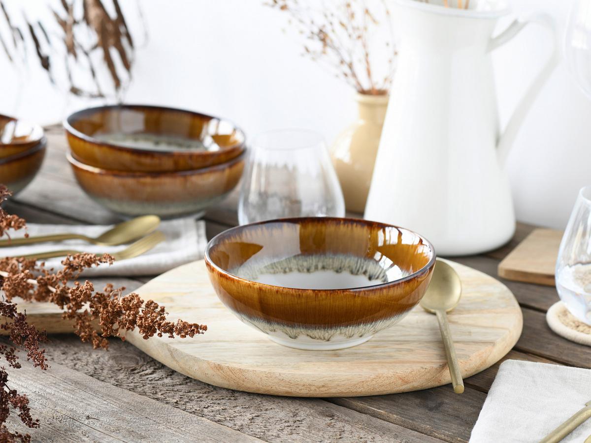 Set Posod Cascade Brown, 6-Delni - bela/rjava, Design, keramika (16,5cm) - Creatable