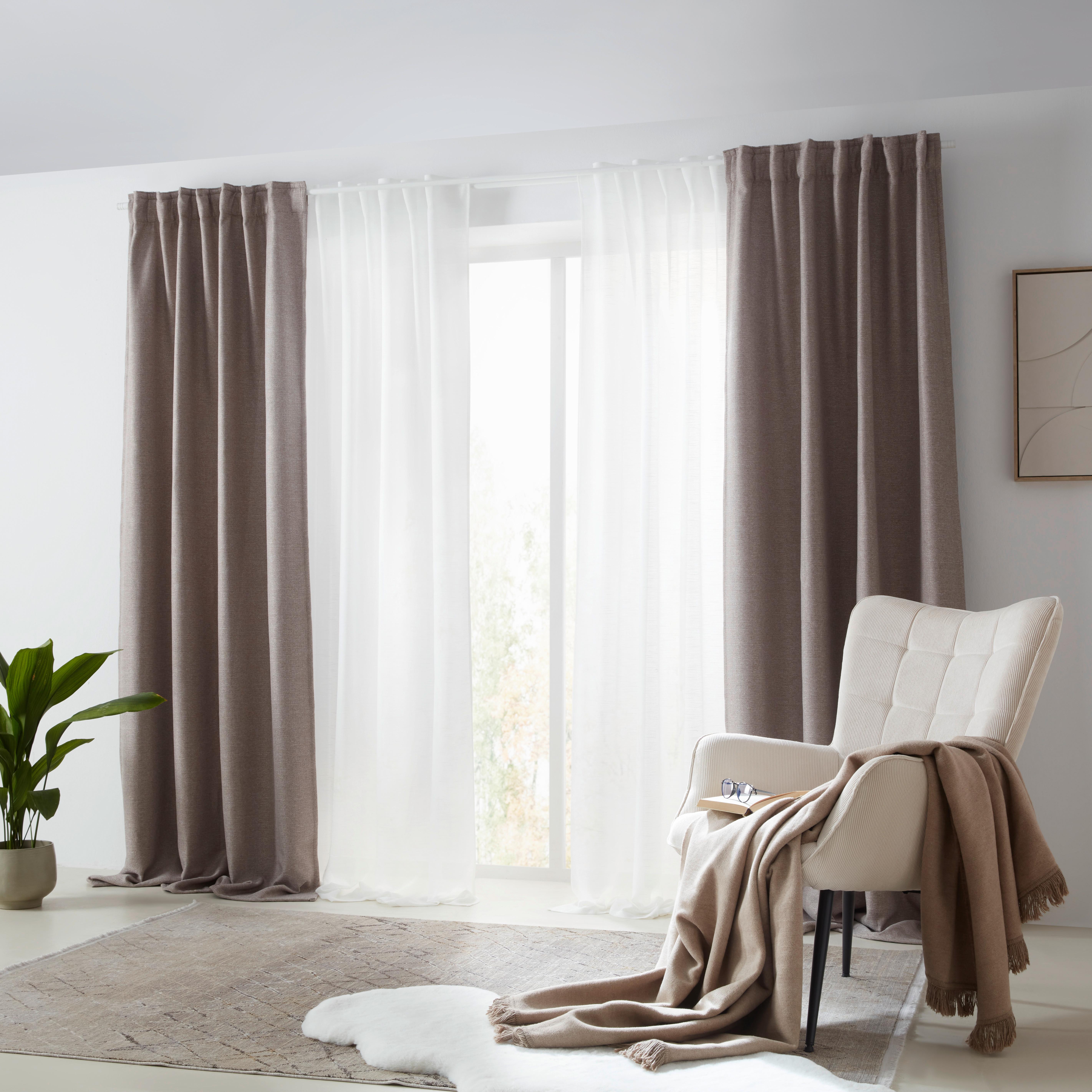 SOLSKYDDSGARDIN ALFI - beige, Klassisk, textil (135/255cm) - Modern Living