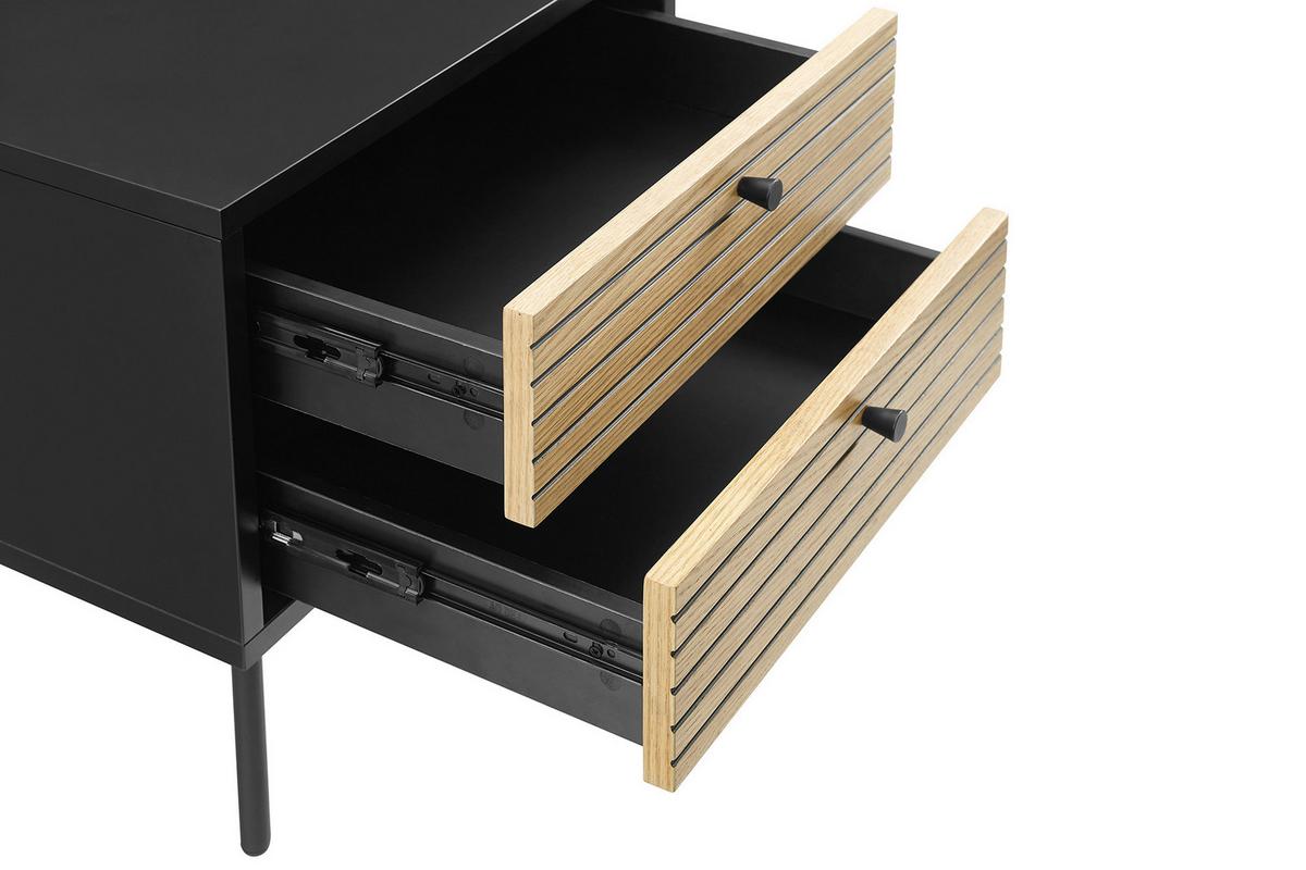 Majhna Nočna Omarica Night, Črna, Barva Hrasta - črna/barve hrasta, Design, kovina/leseni material (50/50/40cm) - Livetastic