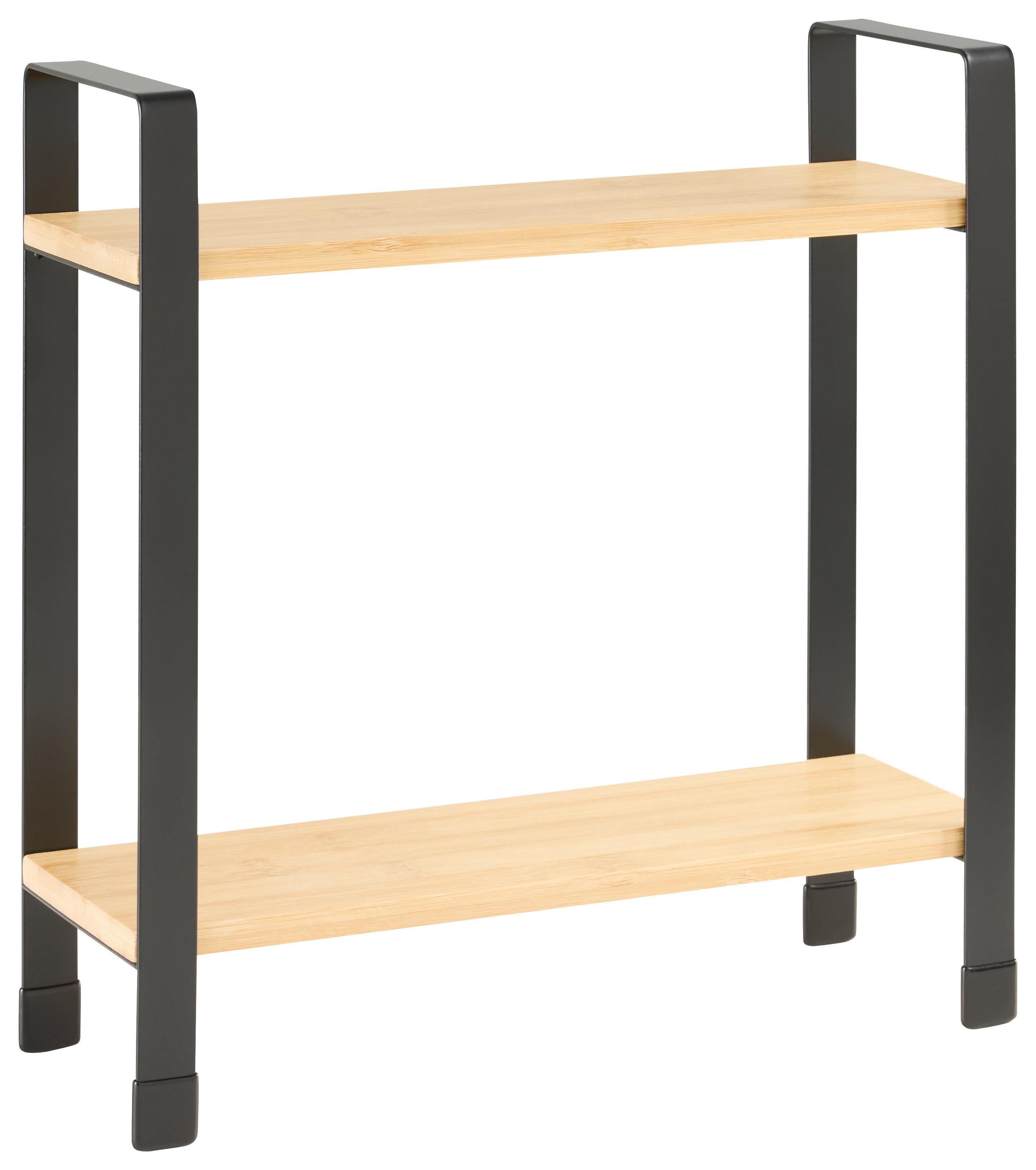 KÖKSHYLLA RITA -2 - svart/naturfärgad, Modern, metall/naturmaterial (32/33/11cm) - Mömax