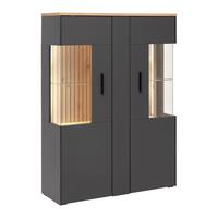 Highboard Alara Eiche/Anthrazit - Schwarz, MODERN, Glas/Holzwerkstoff (102/138/35cm) - Mömax