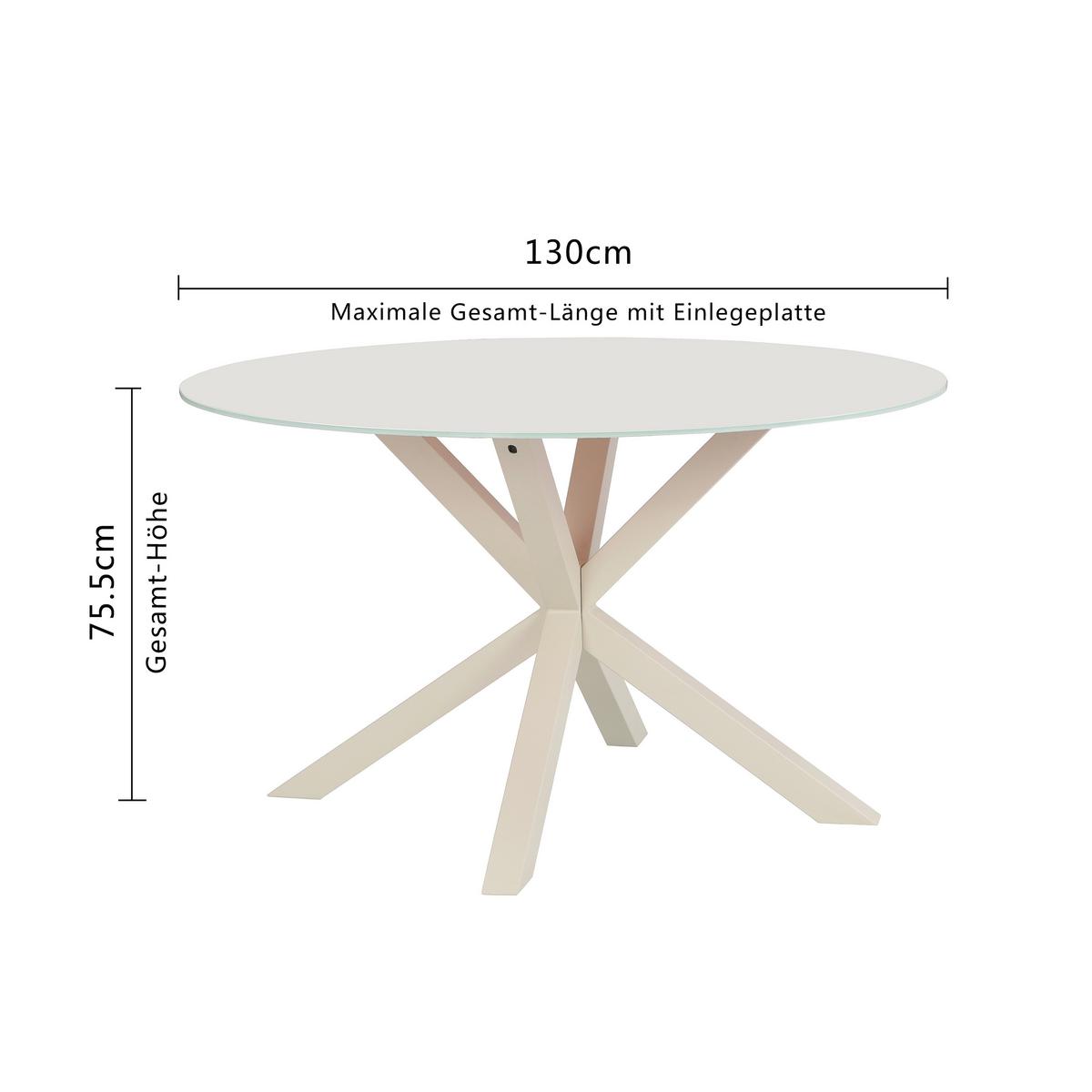 Jedilna Miza Vanda, Kašmir, Ø 130 - kašmir, Moderno, kovina/steklo (130/75,5cm) - P & B