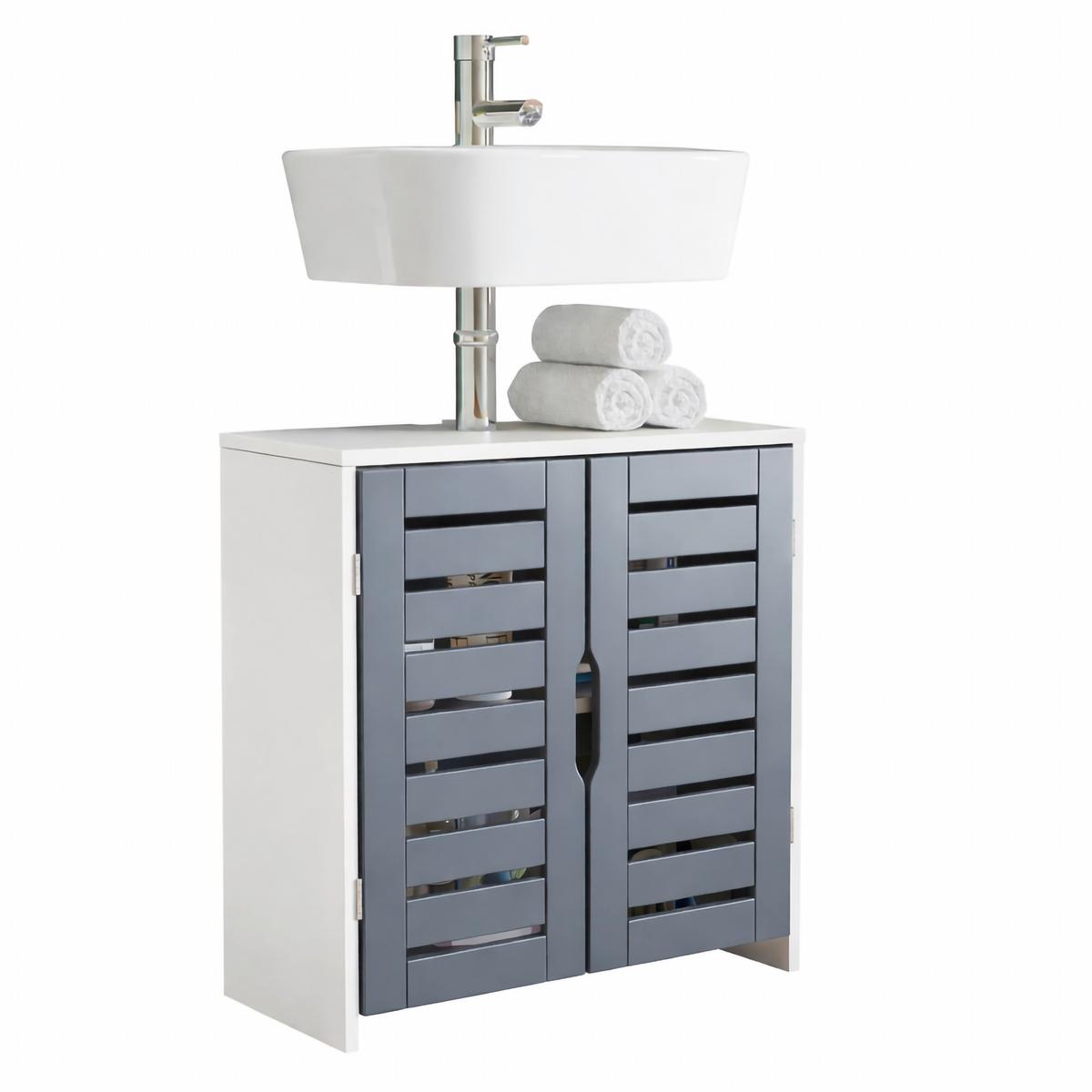 Waschbeckenunterschrank Flonali - Weiss/Anthrazit, Trend, Holzwerkstoff (60/60/29cm) - MID.YOU