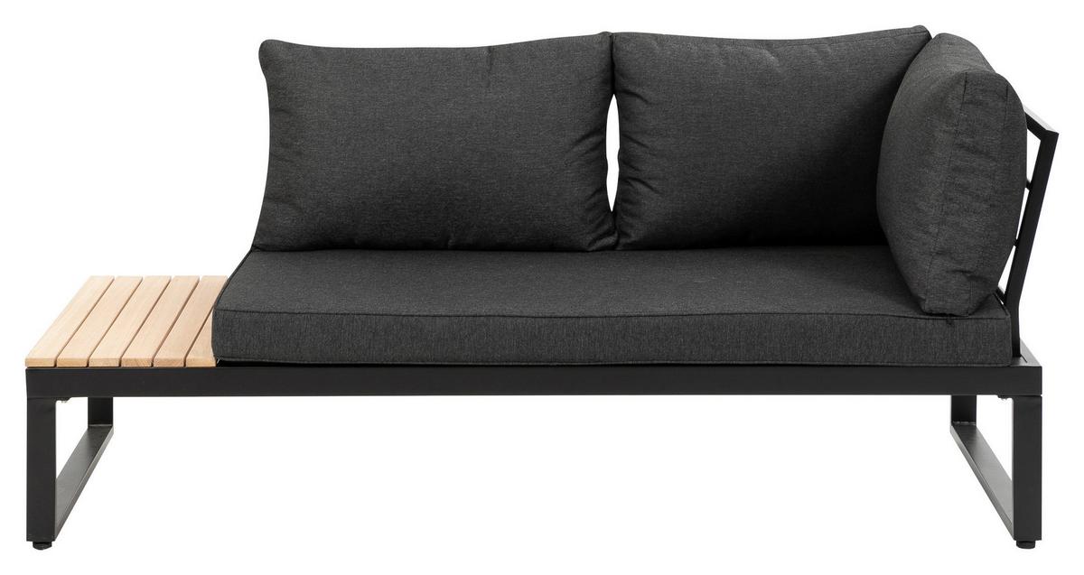 Loungegarnitur 3-tlg Rio Echtholz/Metall mit Kissen - Anthrazit/Braun, MODERN, Holz/Textil (178/68/228,5cm) - Gardenson