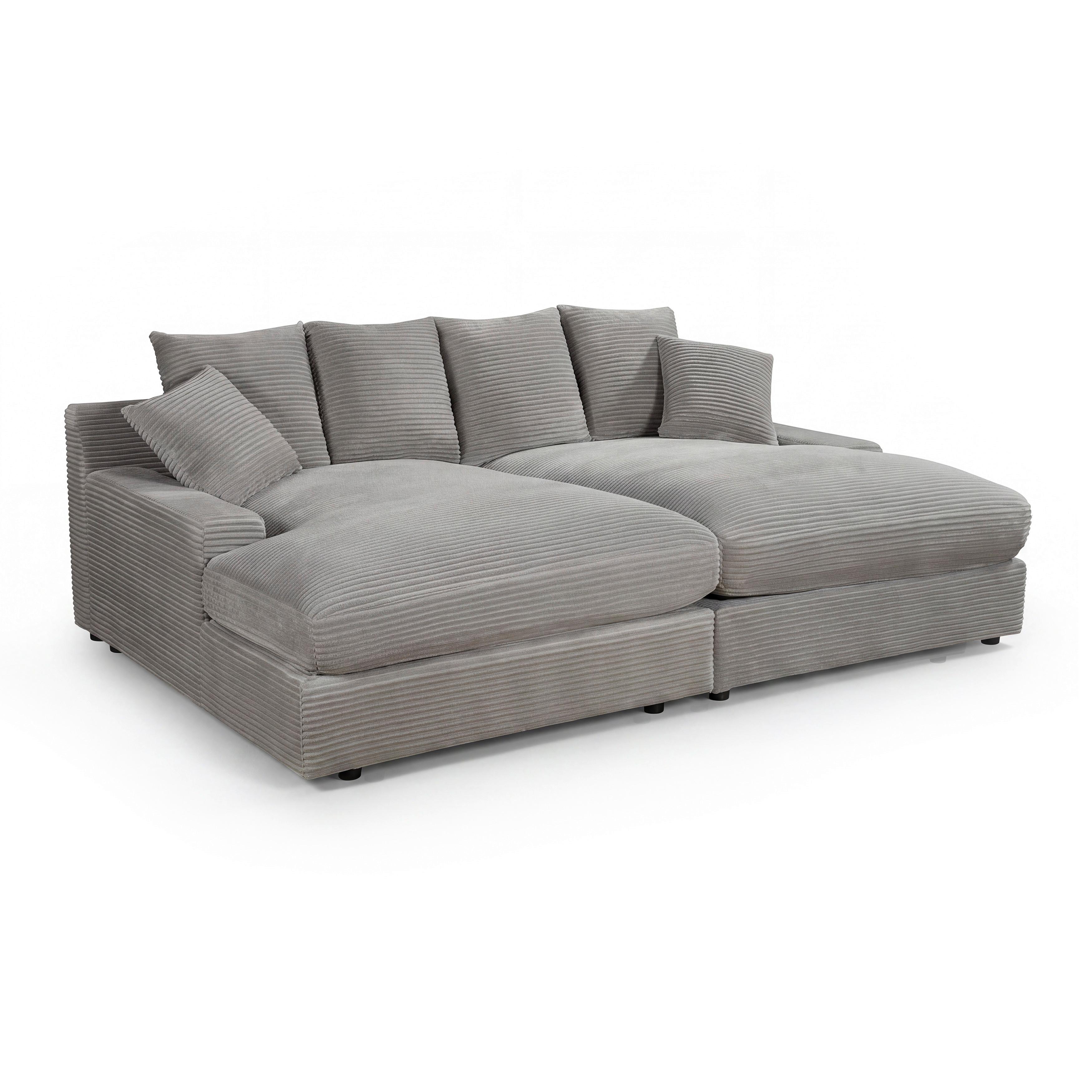 BIG SOFFA ELEONORA - ljusgrå/svart, Modern, trä/textil (250/97/168cm) - Bessagi Home