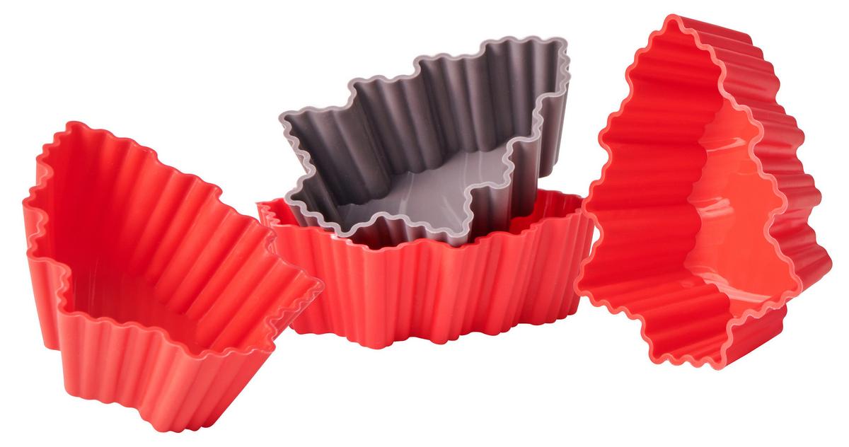 Cupcakeset Christmas Fable Rot/Grau, 4-teilig - Rot/Grau, KONVENTIONELL, Kunststoff - Modern Living