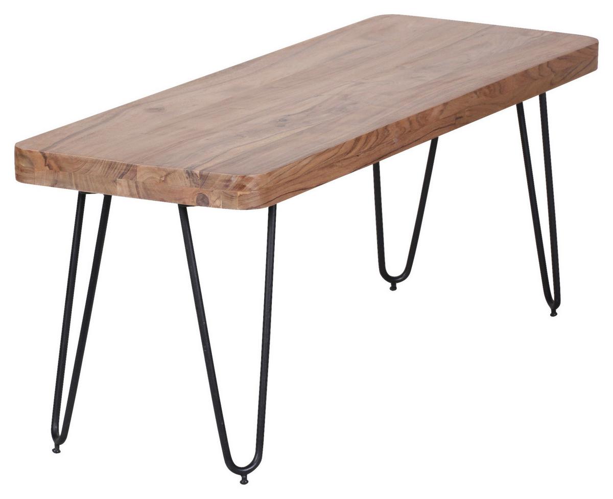Sitzbank "Bagli", aus Akazie - Schwarz/Akaziefarben, MODERN, Holz/Metall (120/45/40cm) - MID.YOU