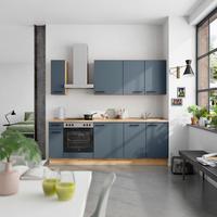 Küchenblock Easytouch Low m. Geräten Blau - Blau/Eichefarben, MODERN, Holzwerkstoff/Metall (240cm) - Nobilia