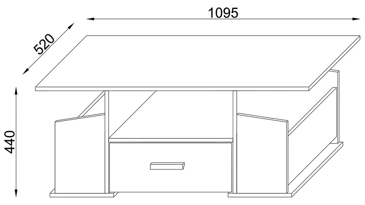 COUCHTISCH JUNATA - Honigeiche/Grau, Design, Holzwerkstoff/Kunststoff (110/52/44cm) - MID.YOU