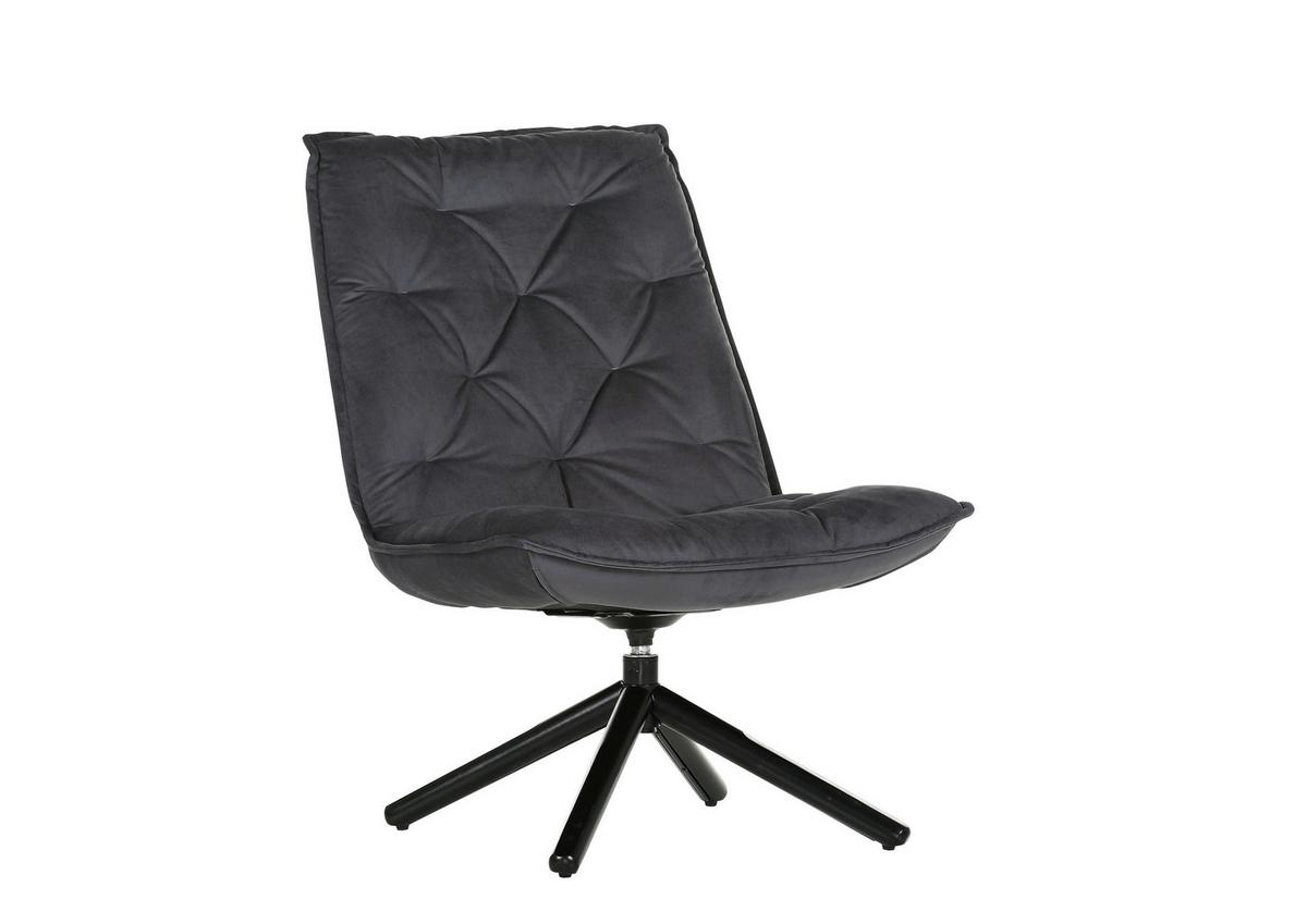Fotelj Chill, Siva, Vrtljiv - siva/črna, Moderno, kovina/tekstil (70/96/80cm) - Modern Living