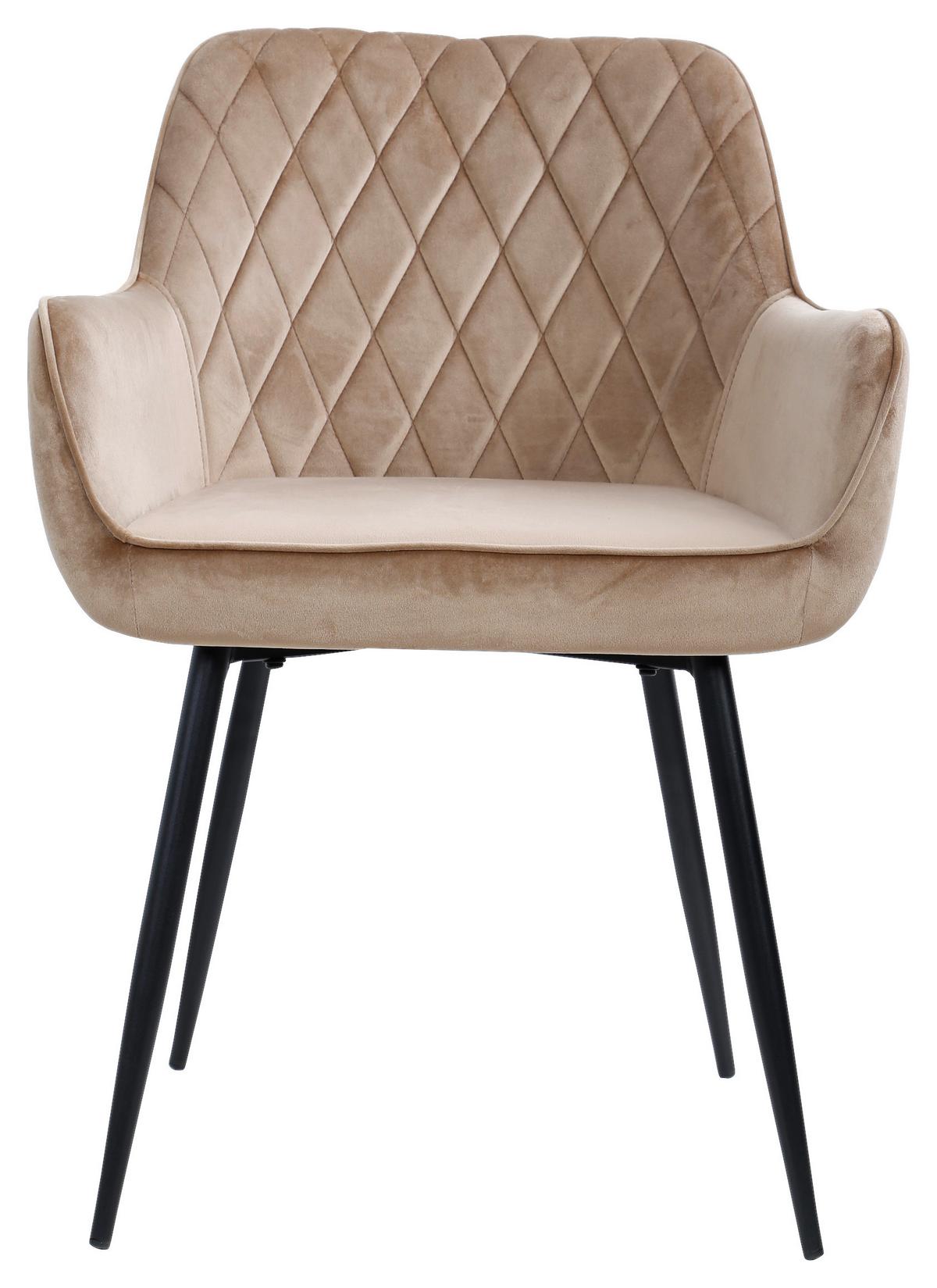 KRZESŁO Z PODŁOKIETNIKAMI NICOLAS - beżowy/czarny, Design, metal/tkanina (56/79/58cm) - Carryhome