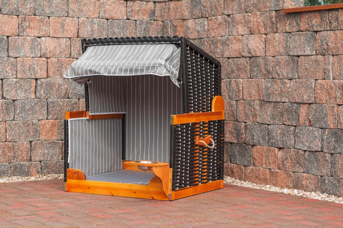 Hundestrandkorb ca. 75x95 cm Grau/Schwarz - Schwarz/Grau, Basics, Holz/Kunststoff (75/95/6cm) - Gardenson