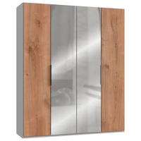 Drehtürenschrank Level 36A mit Spiegel ca. 200 cm Eiche/Weiß - Chromfarben/Eichefarben, MODERN, Holzwerkstoff (200/236/58cm) - MID.YOU