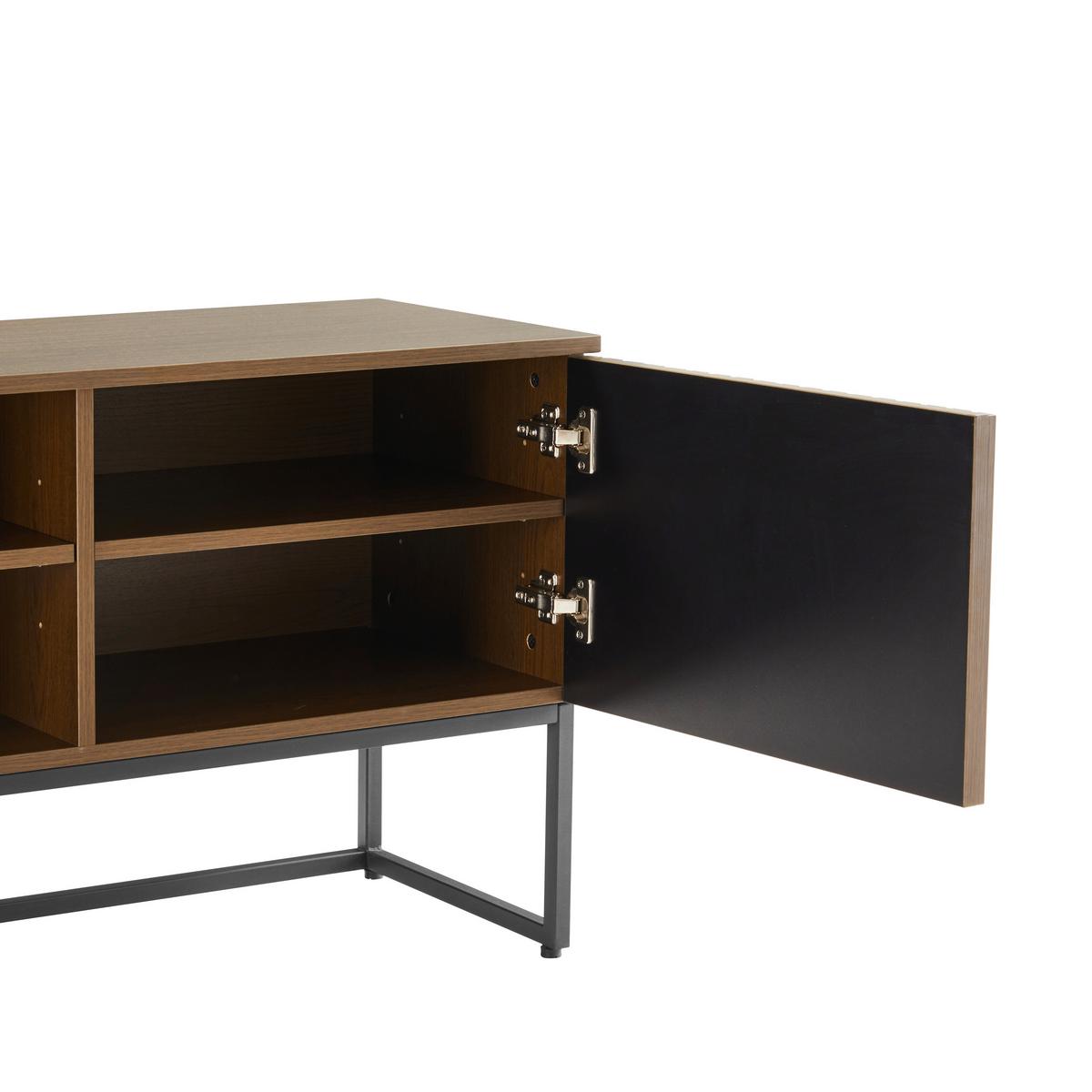 KOMODA NISKA BUENO - kolor ciemnego dębu/czarny, Modern, materiał drewnopochodny/metal (160/60/40cm) - Xora