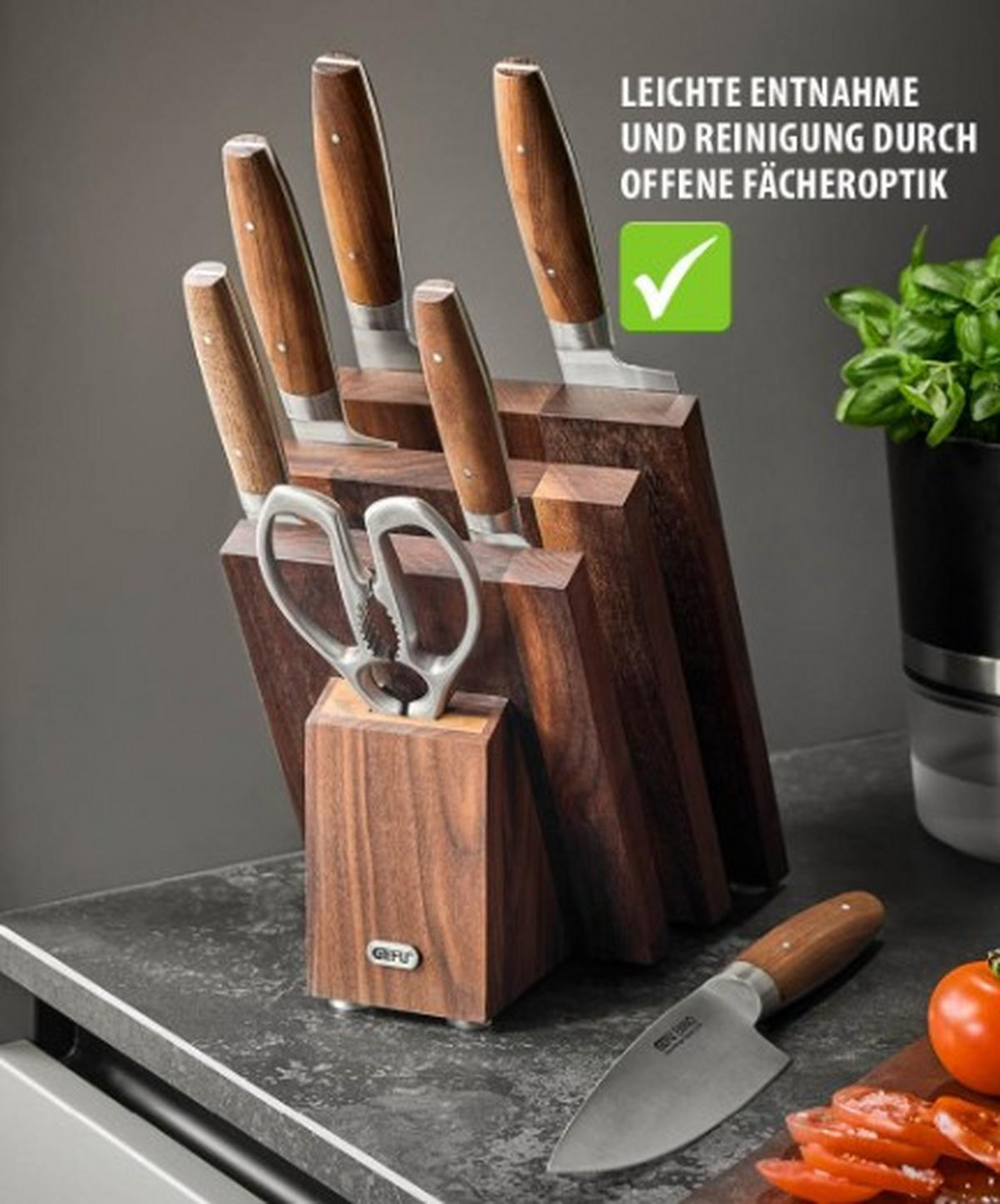 BLOK NA NOŻE 13959 - brązowy, Design, drewno (16,5/21,5/22,5cm) - Gefu