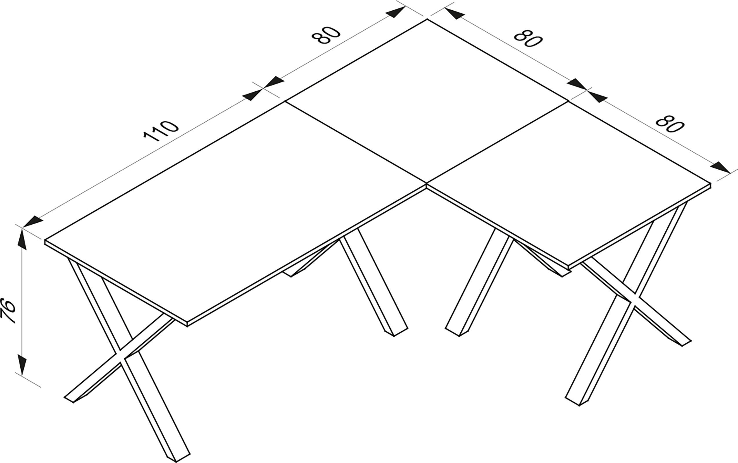 Kotna Pisalna Miza Lona, Antracit, Črna, 190x160cm - srebrne barve/črna, Moderno, kovina/leseni material (190/160/76cm) - MID.YOU