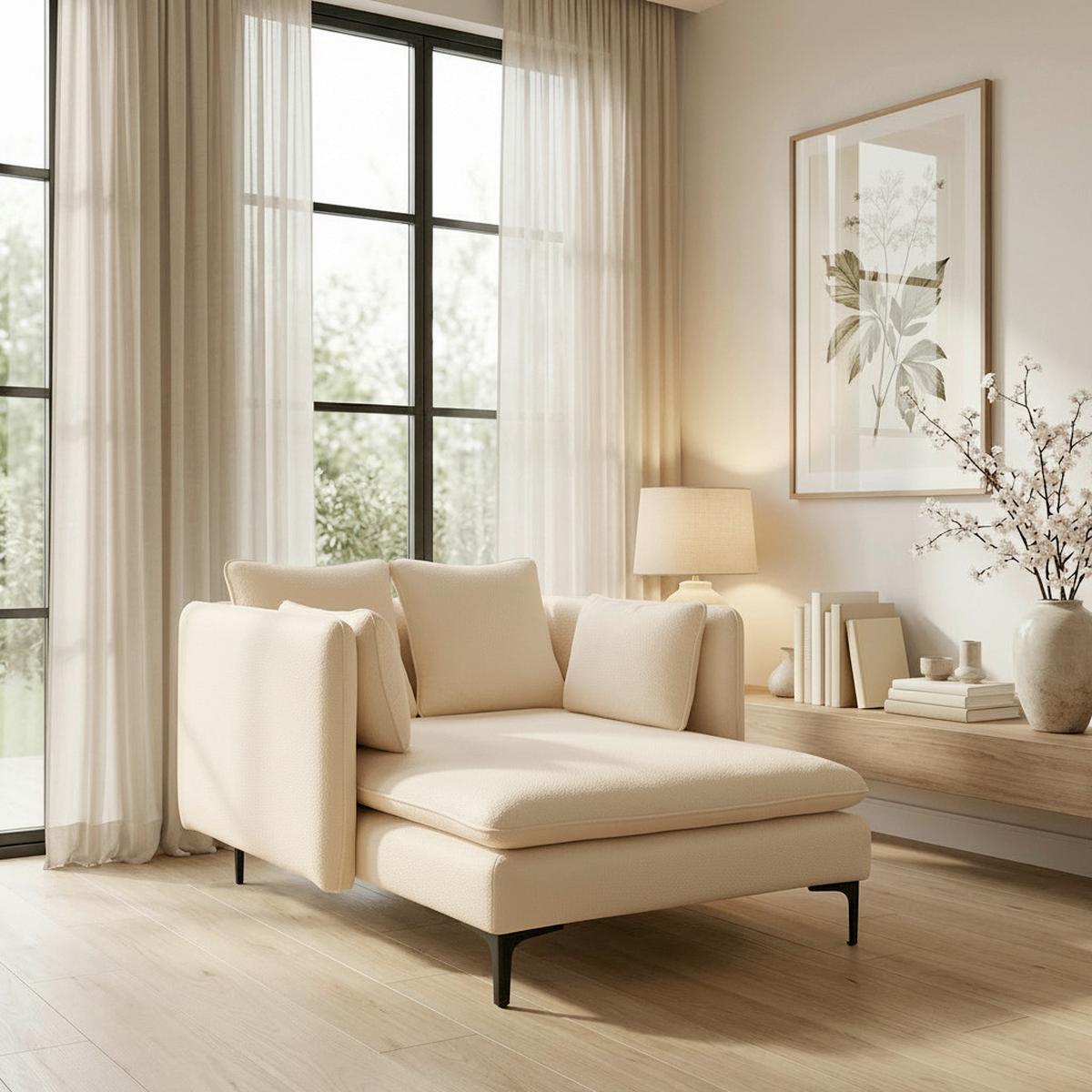 Chaiselongue Sandy Greige Chenille - Greige/Schwarz, MODERN, Holz/Textil (120/73/159cm) - Bessagi Home