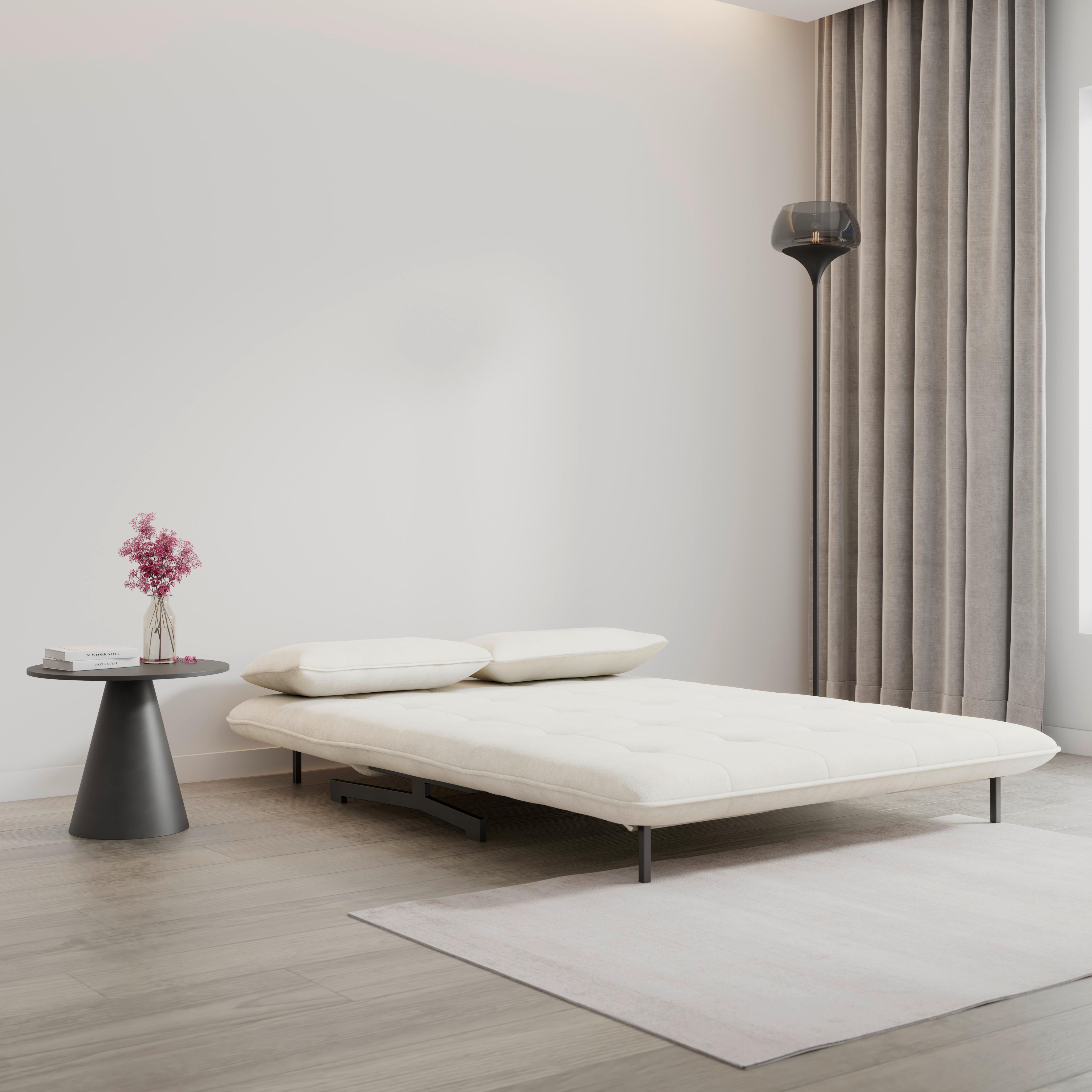 Kanapéágy Luna - fekete/fehér, Modern, textil/fém (142/40/62cm) - Bessagi Home