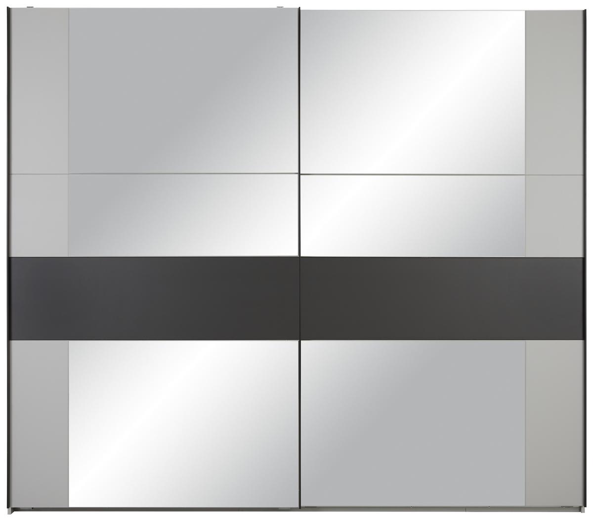 Schwebetürenschrank Sapporo ca. 250x218x65 cm - Hellgrau/Schwarz, Lifestyle, Holzwerkstoff/Metall (250/218/65cm) - Premium Living