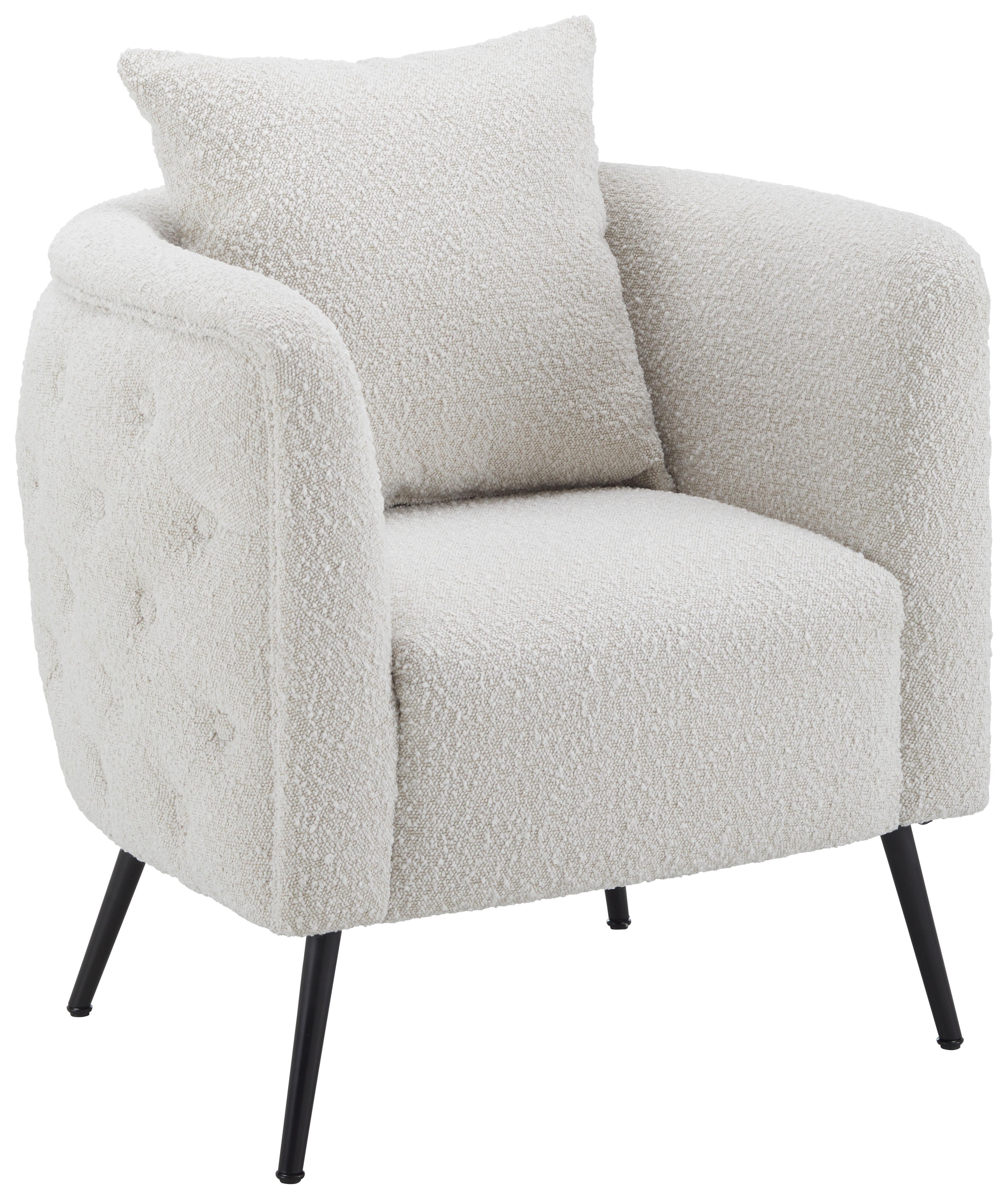 CHESTERFIELD-SESSEL TYRON -TREND- - Beige/Schwarz, Romantik / Landhaus, Holz/Textil (76/72/72cm) - Premium Living