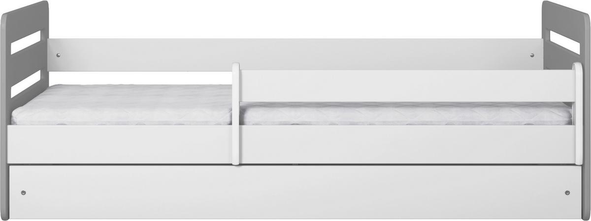 Otroška Postelja Tomi, Bela, Siva, 80x160cm - siva/bela, Moderno, tekstil/leseni material (80/160cm) - MID.YOU