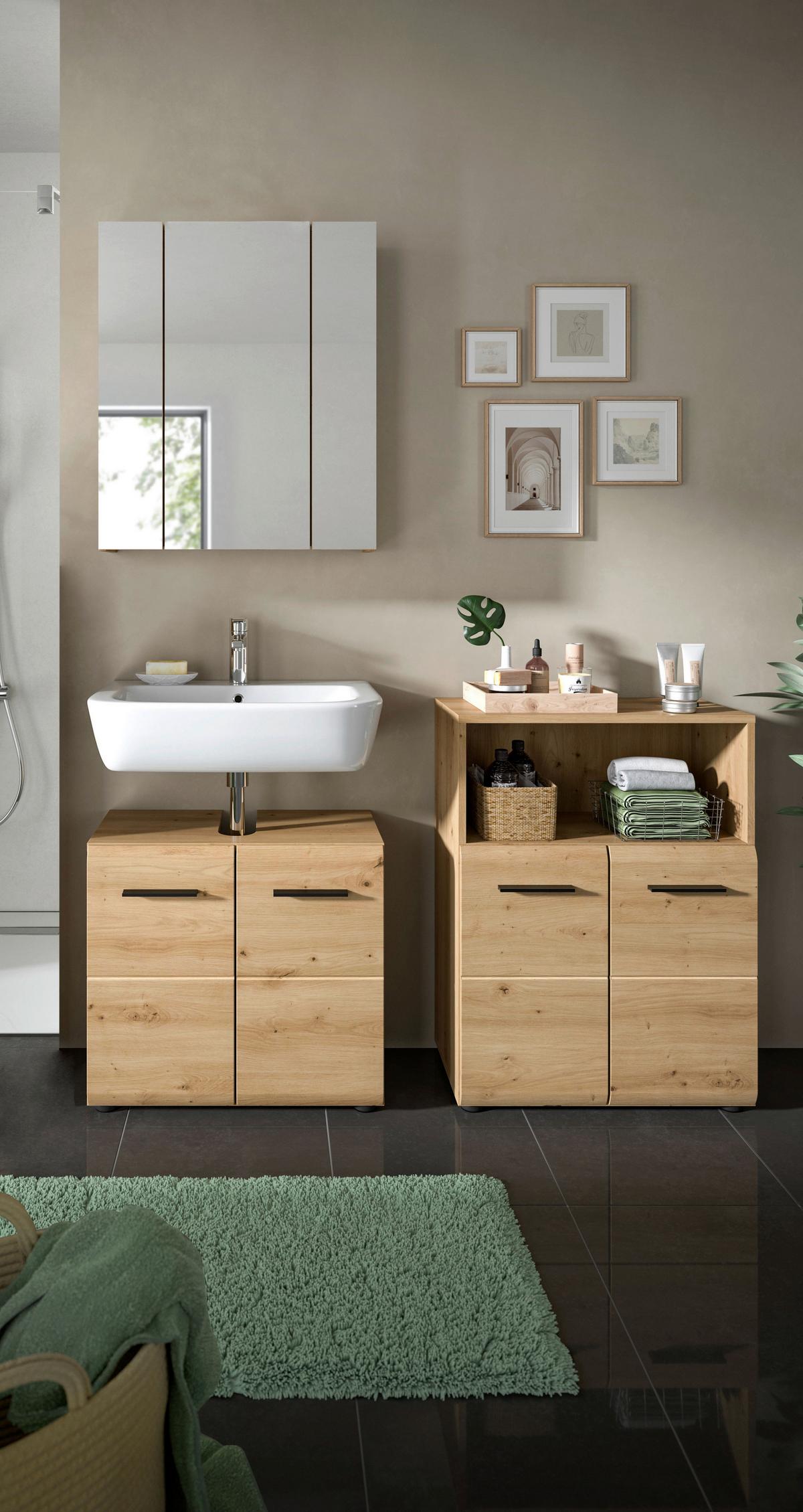 Kupaonica Ice - hrast Artisan/crna, Basics, drvni materijal/plastika (120cm) - MID.YOU