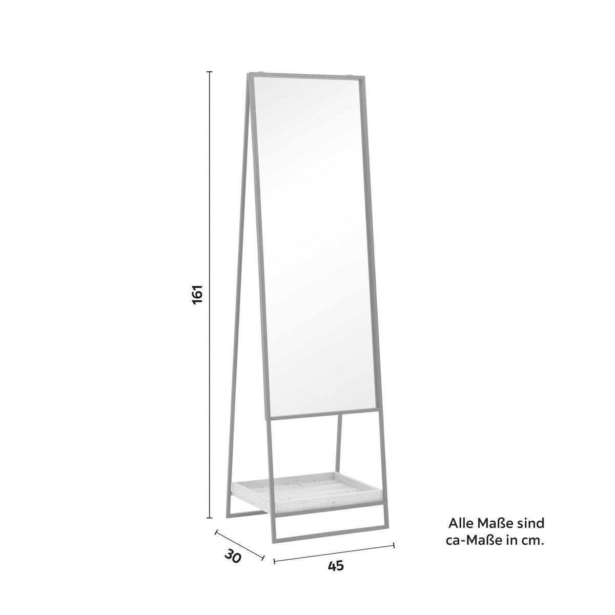 Spiegel Maldi Schwarz/ Natur ca.  45x161x30 cm - Schwarz/Naturfarben, MODERN, Glas/Holz (45/161/30cm) - Bessagi Home