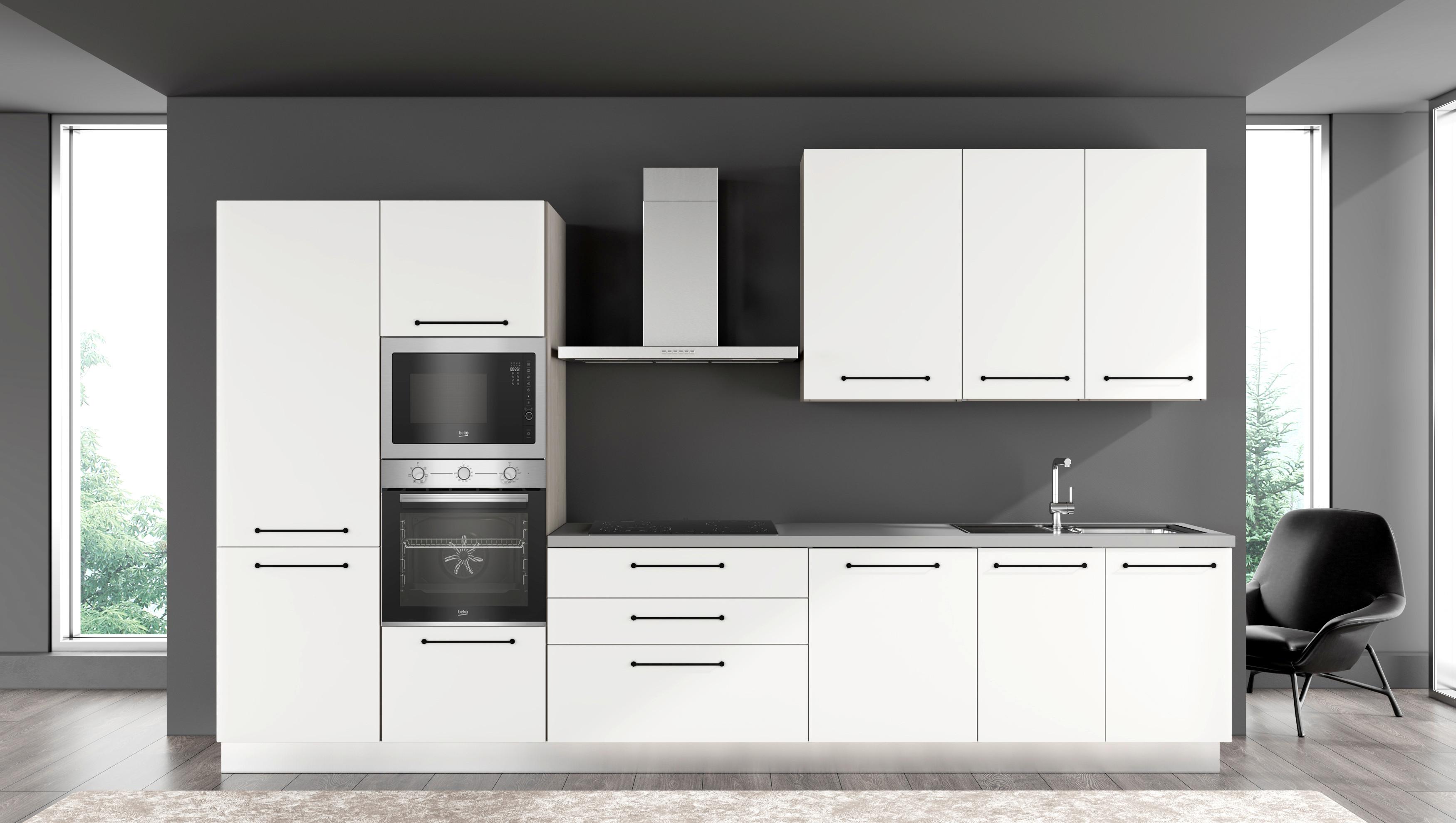 Blok Kuhinja S Aparatima Line 360 - bijela/siva, Konvencionalno, drvo/metal (360/216-240/60cm)