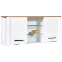 Hängeschrank Sicilia Weiß/Eiche Artisan - Silberfarben/Weiß, ROMANTIK / LANDHAUS, Glas/Holzwerkstoff (130,3/57,5/33cm) - Mömax