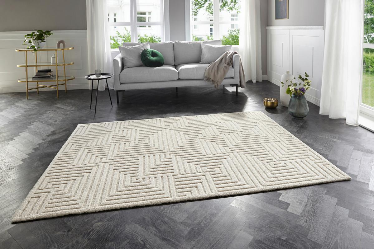 Hochflorteppich Manipu Creme ca. 120x170cm - Creme, Basics, Kunststoff (120/170cm)