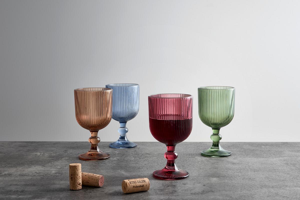 Pahar pentru vin 4/1 Ivana cca. 370 ml - roz aprins/albastru, Konventionell, sticlă - Mömax