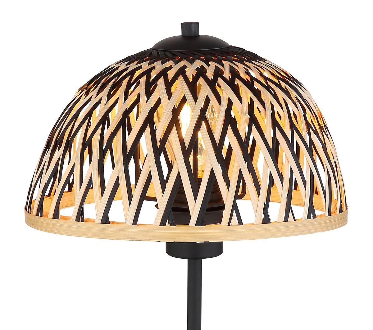 Tischleuchte Colly max. 15 Watt - Schwarz/Naturfarben, Natur, Naturmaterialien/Metall (25/37cm) - Globo