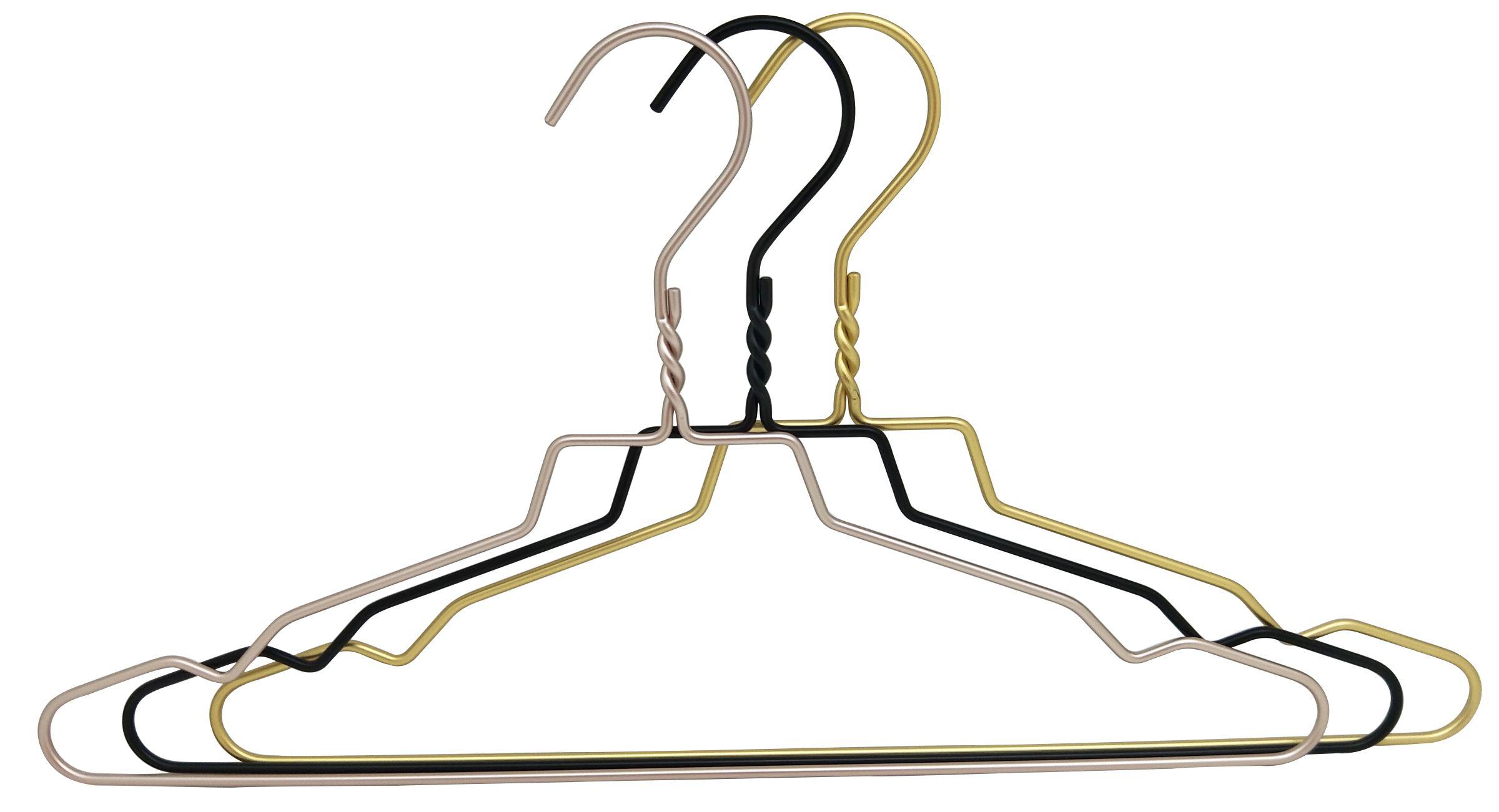 Kleiderbügelset Wire aus Aluminium - Goldfarben/Schwarz, MODERN, Metall (24/43cm) - Modern Living