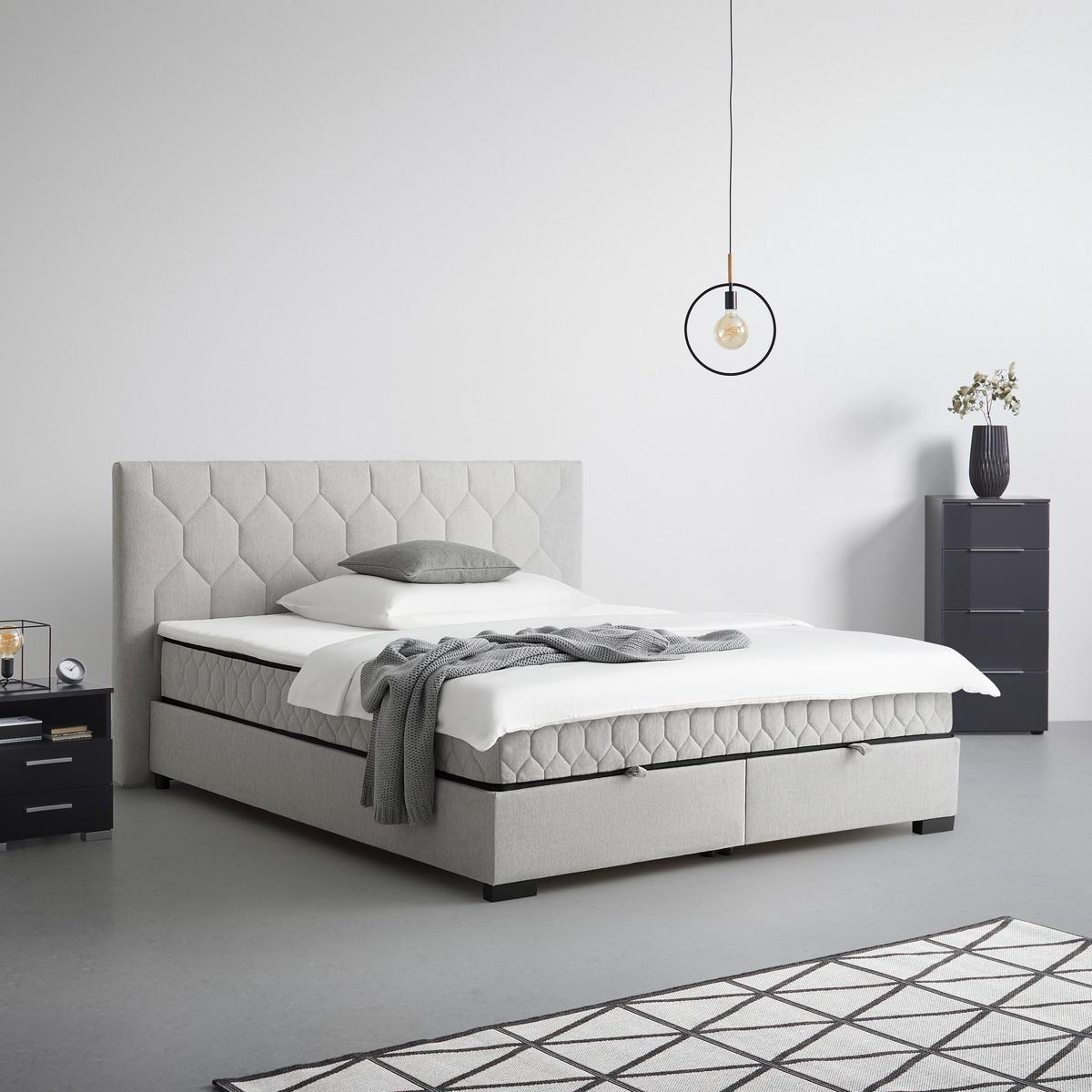 Boxbett Maya-D-Exklusiv Hellgrau ca. 160x200cm - Hellgrau/Schwarz, Konventionell, Holz/Holzwerkstoff (160/200cm) - Mömax