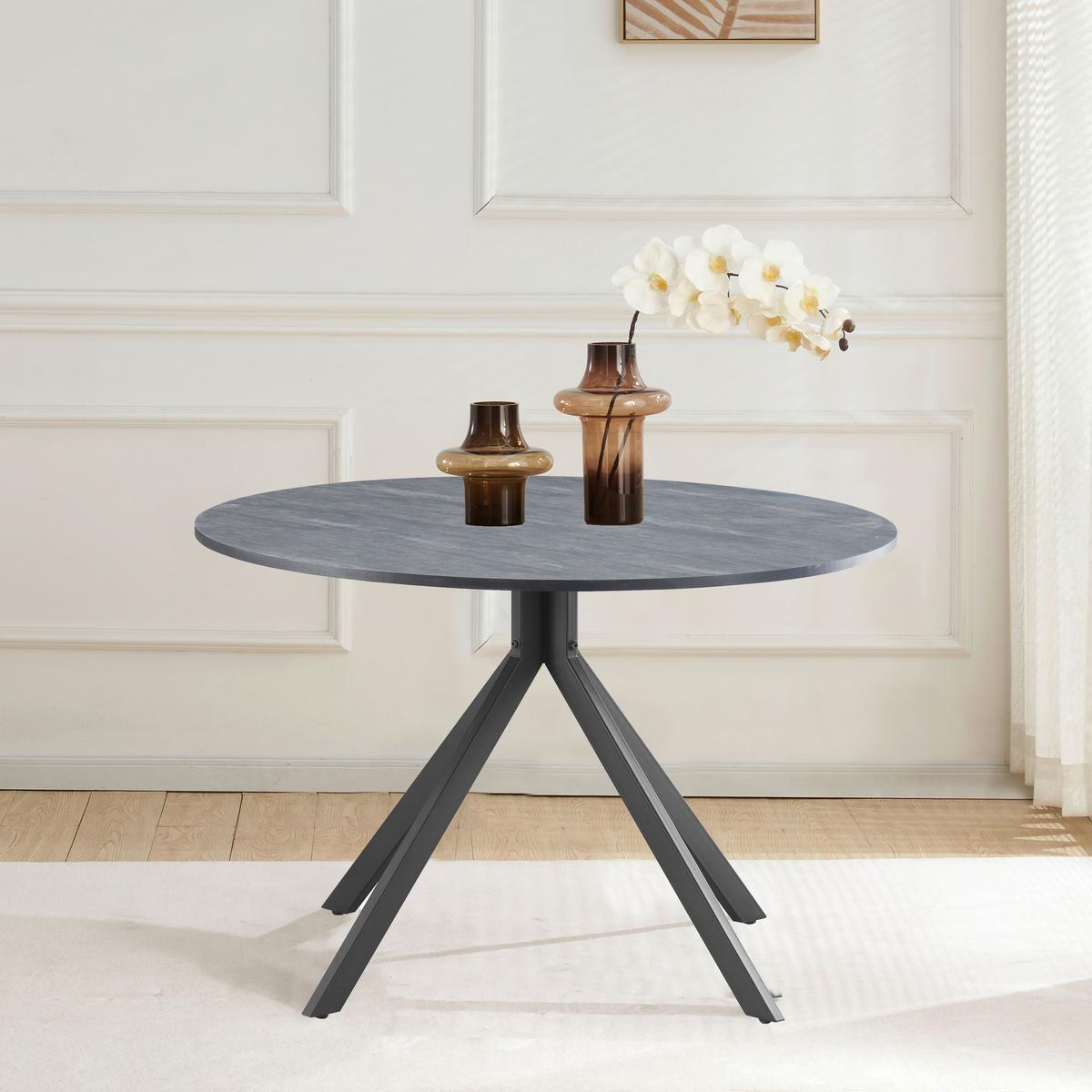 Jedilna Miza Lennox, Siva, Ø 110cm - siva/črna, Konvencionalno, kovina/leseni material (110/76/110cm) - MID.YOU