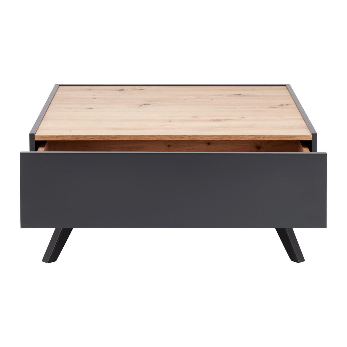 Couchtisch Fosco Grau/Eichefarben MDF - Eichefarben/Schwarz, MODERN, Metall (80/80/38cm) - Bessagi Home