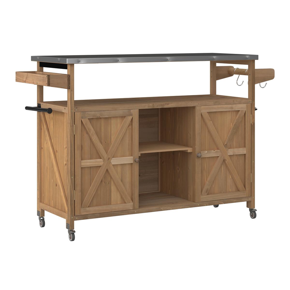 Gartenschrank Ali Tannenfarben aus Echtholz - Tannenholzfarben, MODERN, Holz/Metall (143/92/47cm) - Bessagi Garden