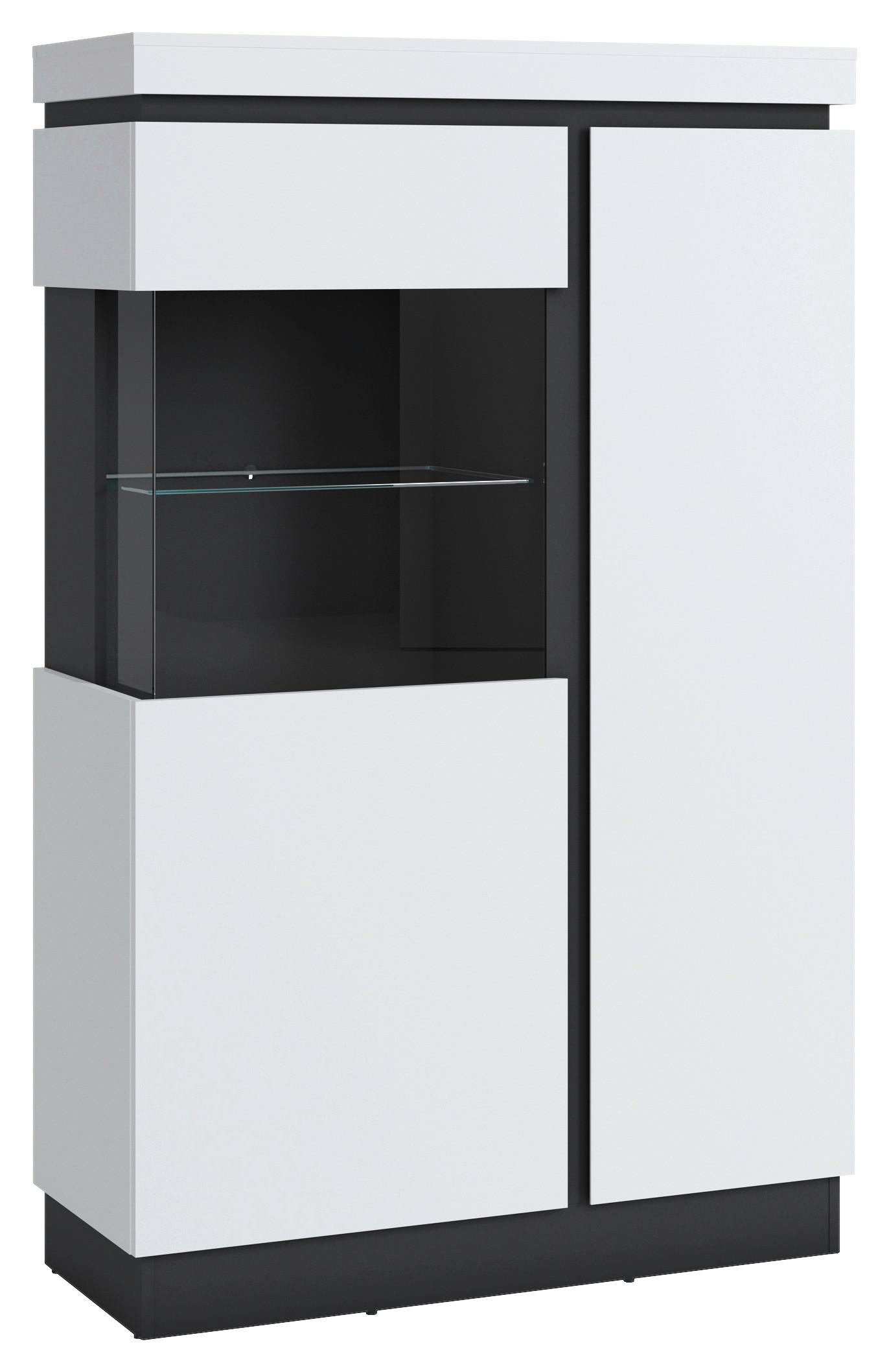 Comodă înaltă CAMPANIA - alb/antracit, Trend, sticlă/material pe bază de lemn (103,6/163,5/40cm) - Modern Living