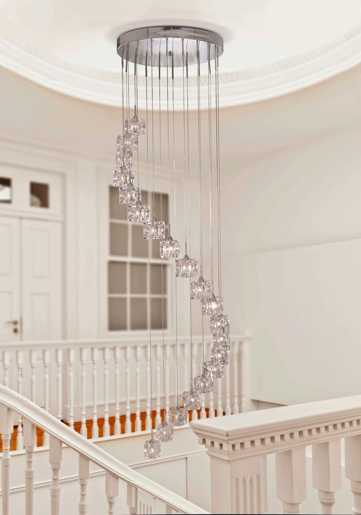 Led Függőlámpa Ice Cube 7820-20-Led - krómszínű, Design, üveg/fém (45/300cm)