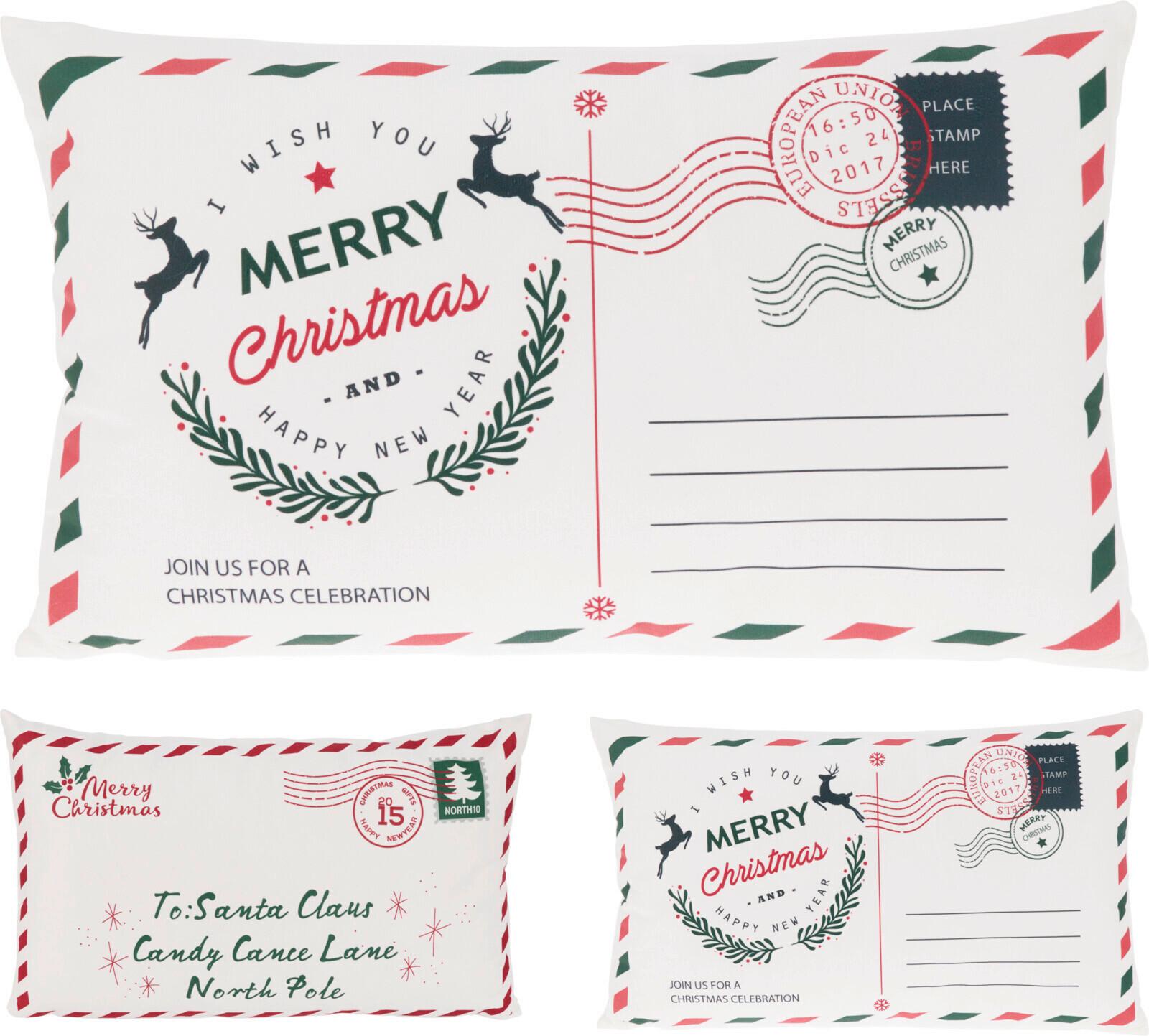 Díszpárna Xmas Letter - szürkésfehér, műanyag (50/30/3cm)