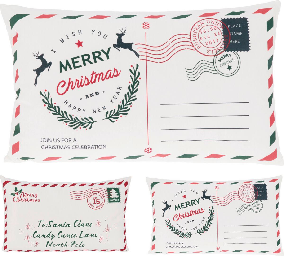 Díszpárna Xmas Letter - szürkésfehér, műanyag (50/30/3cm)