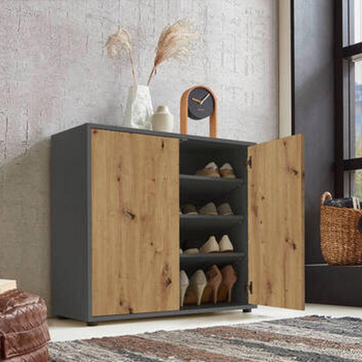 Kommode Mailand Typ 4 Anthrazit/Eiche Artisan - Anthrazit/Schwarz, MODERN, Holzwerkstoff/Kunststoff (79/73/33cm) - MID.YOU