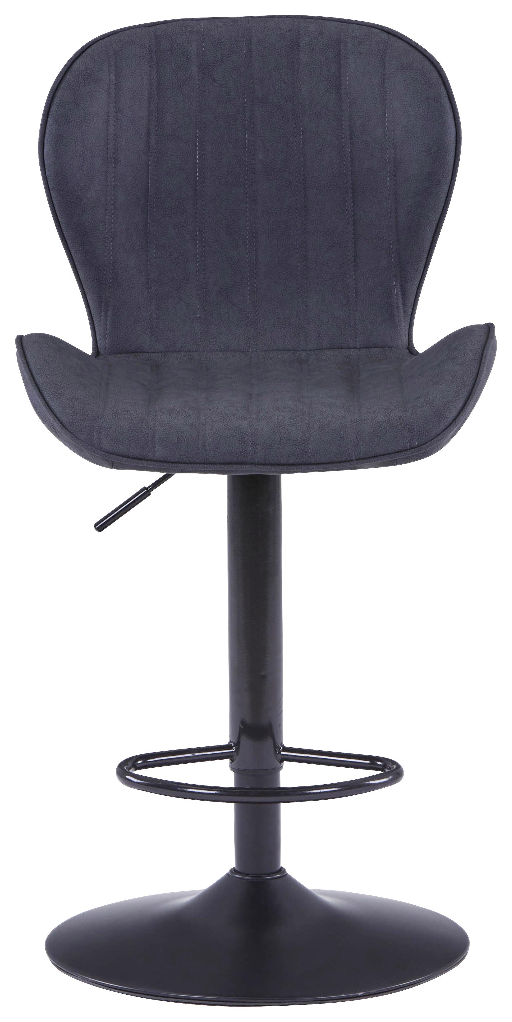 Taburet de bar Klaus - gri închis/negru, Modern, metal/textil (48/94-114/53cm) - Modern Living