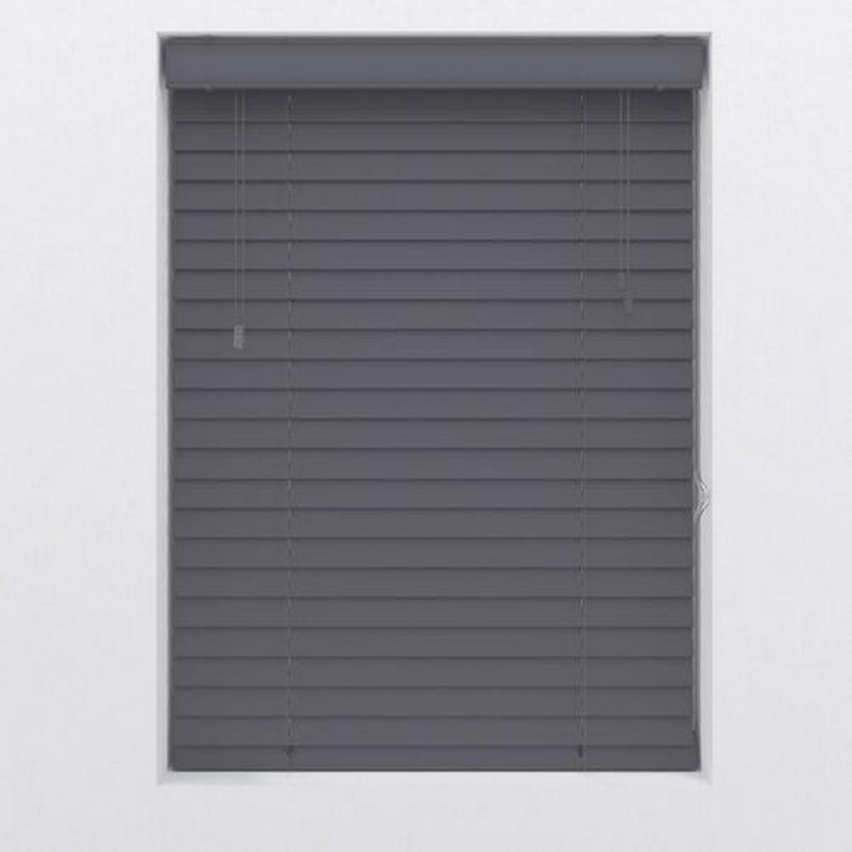 Jalousie PVC-JAL Holz 50mm Anthrazit ca. 75x175cm - Anthrazit, Design, Kunststoff (75/175cm)