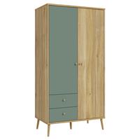 Kleiderschrank Whenua Grün/Eichefarben - Eichefarben/Grün, KONVENTIONELL, Holz/Holzwerkstoff (95/186/52cm) - Mömax