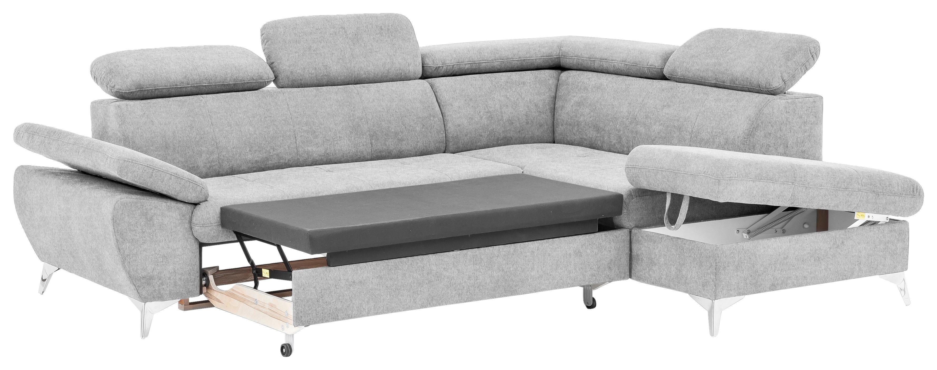 Sarokkanapé Gisele - világosszürke, Modern, textil (256/83/209cm)