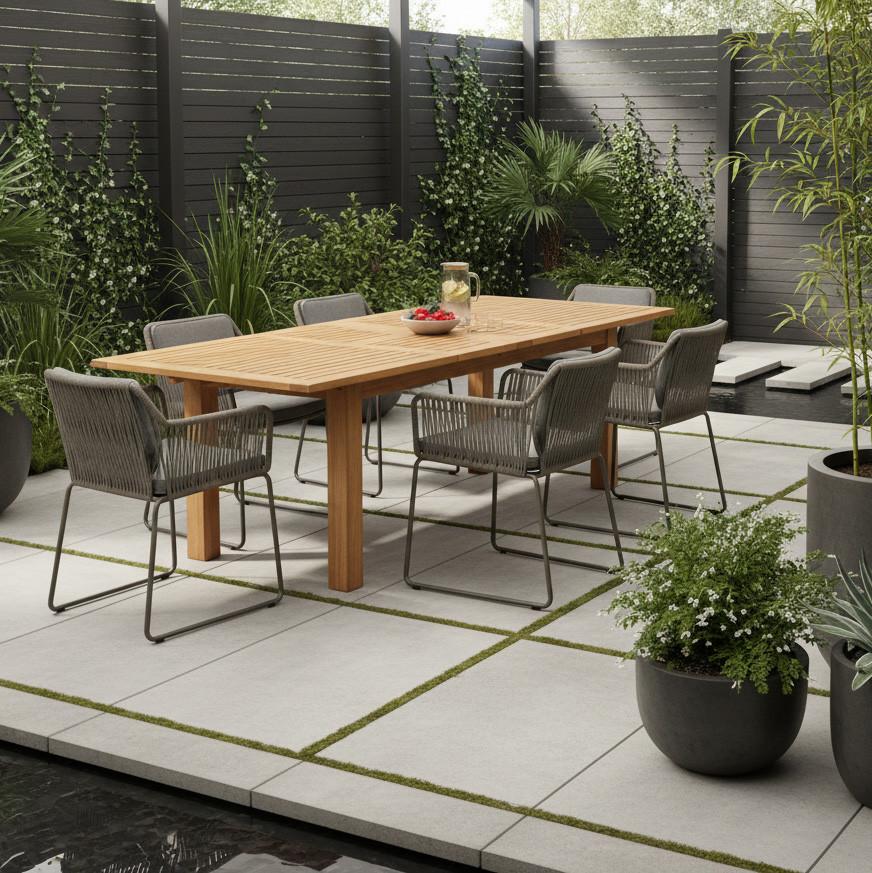 Raztegljiva Vrtna Miza Eileen, 260-180x100cm, Masivno - naravne barve, Romantika, les (180-260/100/75cm) - Gardenson