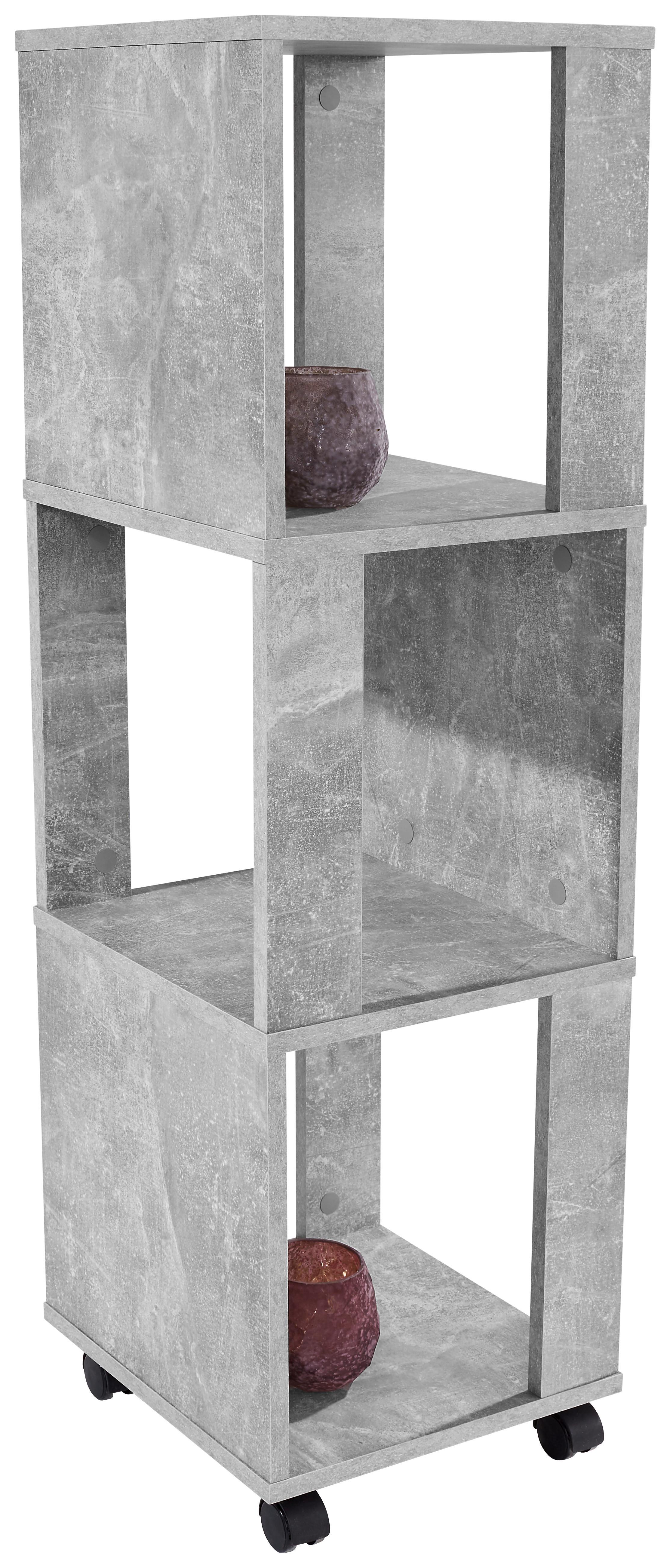 Görgős Polc Betonszürke Szín Rolly 2 - szürke, Modern, műanyag/faalapú anyag (34/111/34cm)
