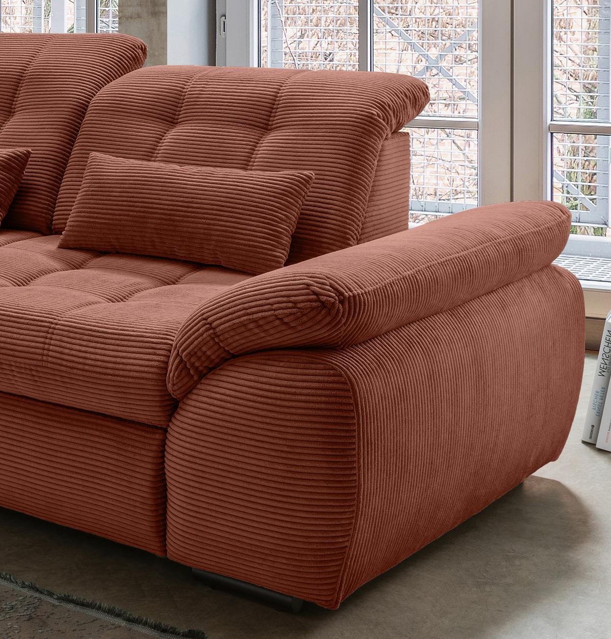 Ecksofa mit Bettkasten Rigatti ca. 184x314 cm Koralle - Koralle/Schwarz, MODERN, Textil/Metall (184/314cm) - Livetastic