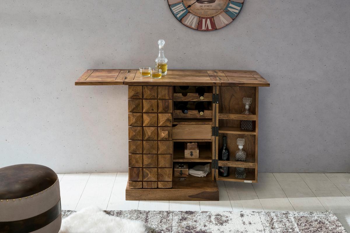 Barschrank ca. 64x91 cm Sheesham massiv - Sheeshamfarben, Design, Holz (64/91/50cm) - MID.YOU